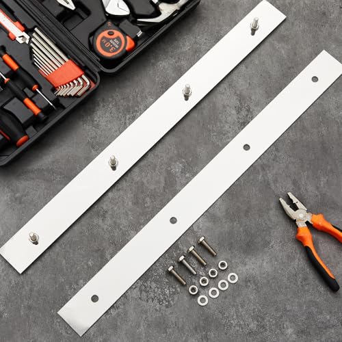 Image of MorningRo 4 Pcs 2 inch X 24 inch Studded Mud Flap Top Plate with Perforated, Stainless Steel, for Fixing Mudguard