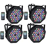 Stage Lights 36 RGB LED DJ Par Lights DMX & Remote Controlled Sound Activated with Uplights for Wedding Birthday Party Club Stage Lighting-4 Pack (RGB-4)