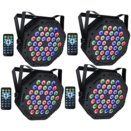 Stage Lights 36 Rgb Led Dj Par Lights Dmx & Remote Controlled Sound Activated With Uplights For Wedding Birthday Party Club Stage Lighting-4 Pack (Rgb-4) #TOP2