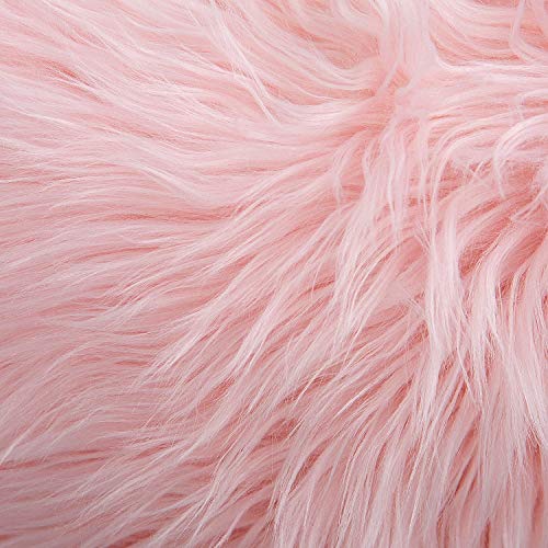 WLNUI Set of 2 Valentines Day Pink Fluffy Pillow Covers New Luxury Series Merino Style Blush Faux Fur Decorative Throw Pillow Covers Square Fuzzy Cushion Case 20x20 Inch