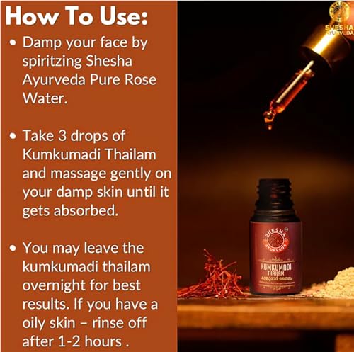Image of SHESHA AYURVEDA Kumkumadi Tailam for face | kumkumadi oil for face glowing skin | Ayurvedic Face Serum | kerala ayurveda kumkumadi oil | Ashtanga Hrudayam | 5ml
