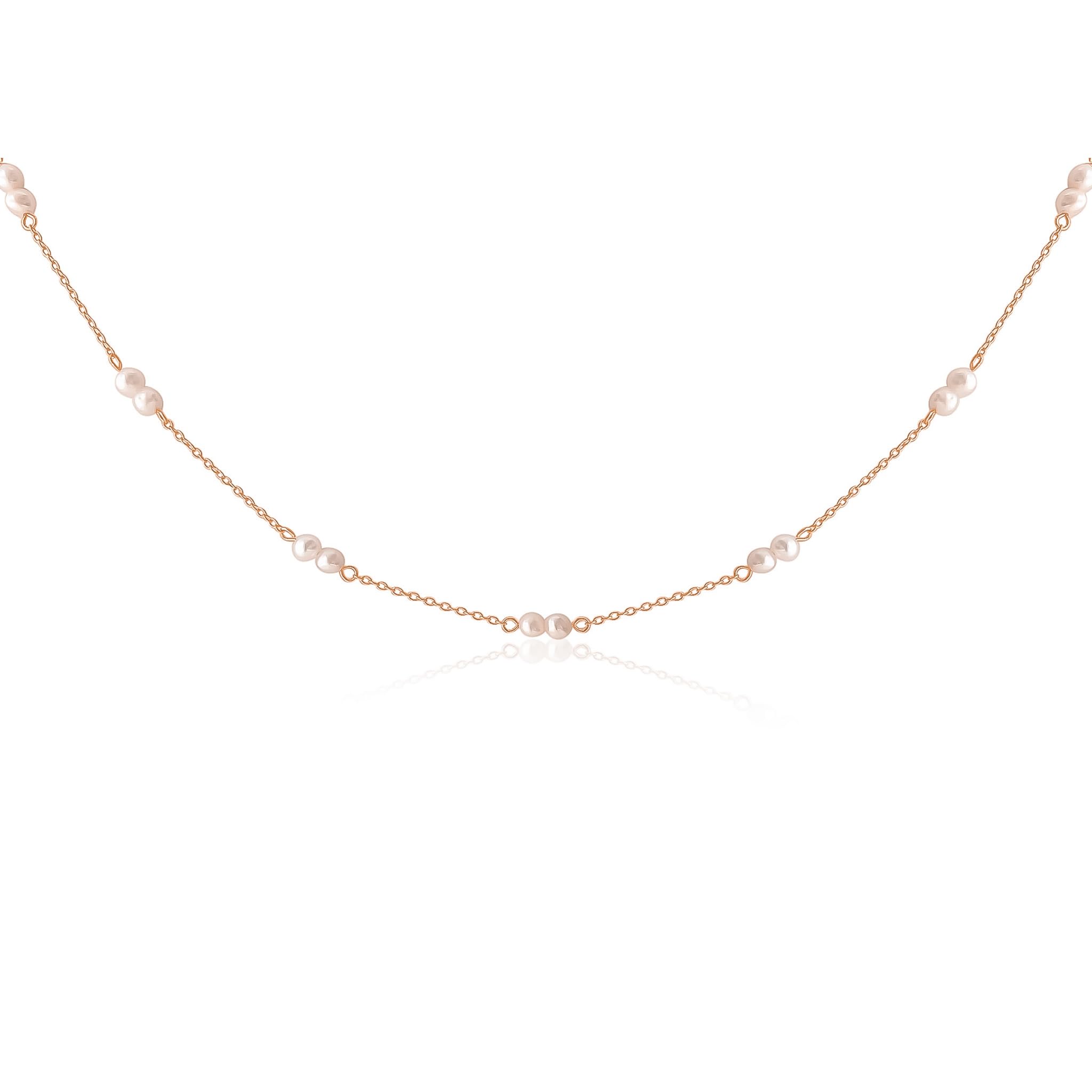 Mary & Jules Perlenkette Damen 925 Sterling Silber, aus recyceltem Silber, Choker Kette Damen mit Süßwasserperlen, Länge 38 + 5 cm, Halskette Damen mit Perlen, Süßwasserperlen Kette