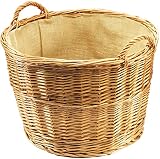 Kobolo Kaminholzkorb Universalkorb Kaminkorb Weidenkorb Holzkorb rund gekochte Weide und Leinen