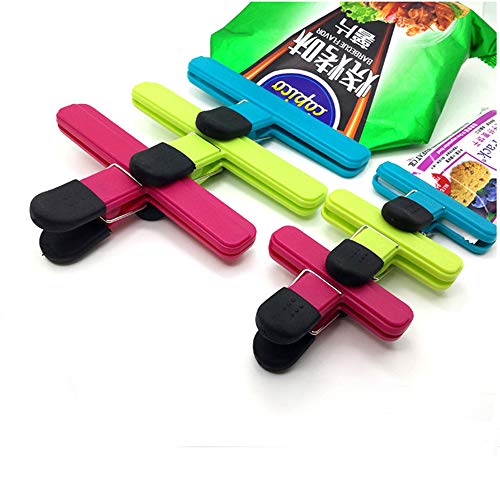 Pack of 6 Chip Bag Clips, Clips Bag Sealing Clips, Assorted Sizes Food Bags Clips Plastic Heavy Seal Grip (3 Large & 3 Small Size) for Kitchen Snacks Food Office (6 Clips)