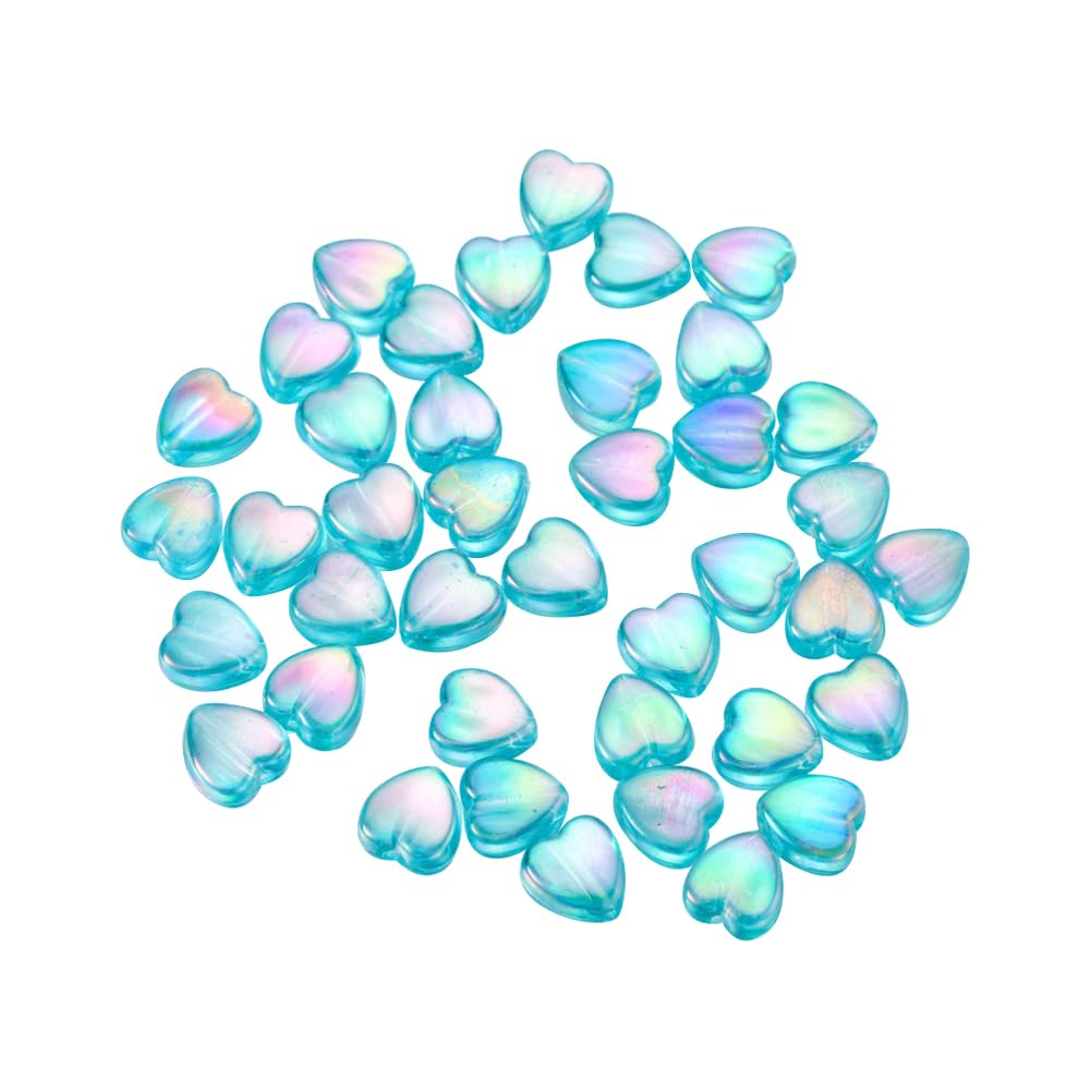 Hugede Blue 200 Pcs Acrylic Heart Shaped Beads Cute Small Hole Beads Acrylic Loose Beads Decoratve Spacer Beads Flatback Craft Beads For Valentine's Day
