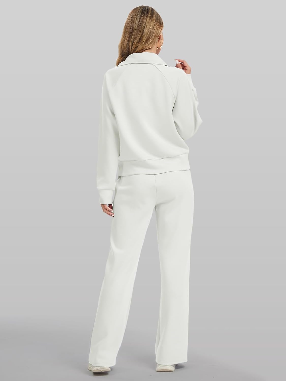 Women 2 Piece Outfits Casual Sweatsuit Oversized Sweatshirt With Front Pocket And Wide Leg Pants Tracksuit Sets - Image 2