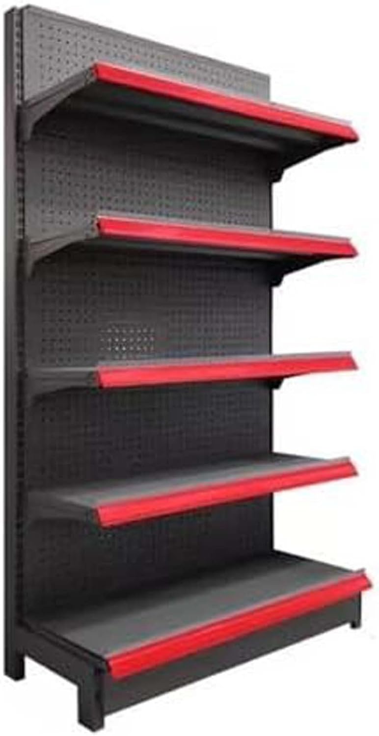 Retail Gondola Shelving Display Rack, Store Display Shelf, Adjustable Wall Unit for Supermarkets, Convenience Stores, Offices, Space-Saving Storage Solution for Merchandise(Black,35.4 * 53.1in)