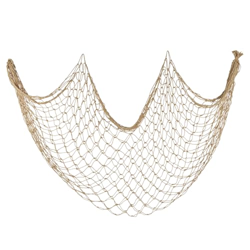 Decorative Fishing Net 80x40 Inch Patioland Large Caramel Picture Fish Net Wall Photo Hanging Fishnet for Nautical Mermaid Pirate Ocean Themed Hawaii Beach Under the Sea Party Decorations (1 Pack)