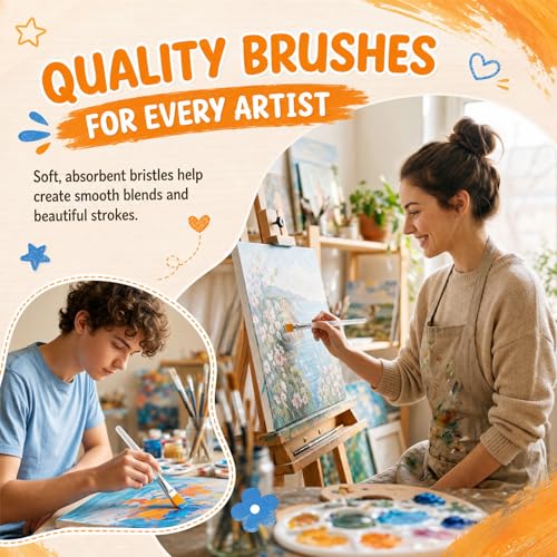 Set de 10 pinceles planos de 1 pulgada para pintura acrílica Menintog miniatura 6