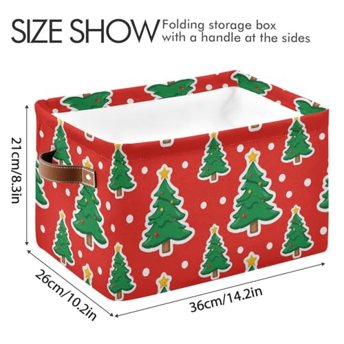Image of Aslsiy Storage Basket Cute Christmas Tree Snow Red Nursery Bins Baby Box Canvas Clothes Shelf Basket Laundry Hampers 1 Pcs