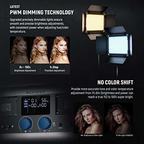 NEEWER-RGB1200-RGB-LED-Video-Light-Panel-with-APP24G-Control-60W-Studio-Photography-Lighting-22000Lux05m1-Precise-Min-Dimming360-Full-Color-CRI97TLCI982500K-8500K18-Effect-with-Barndoor