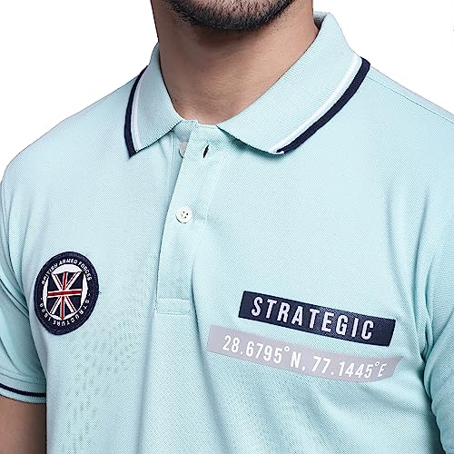 Image of Cantabil Men Cotton Blend Polo Neck Half Sleeve Solid T-Shirt (P MTSH00248)