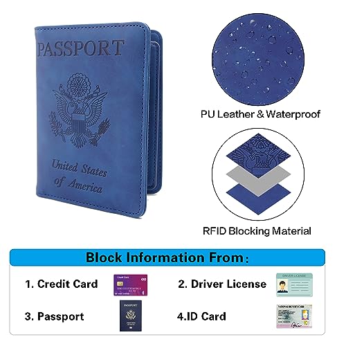 Image of Melsbrinna Rfid Passport Holder for Travel women /Men, Cute Passport Wallet Rfid Blocking Card Slots, Rfid Passport Cover /CaseTravel Wallet, Passport Book Holder (1, Blue5)