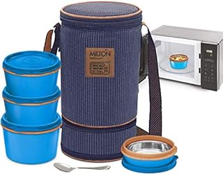 MILTON Bento Lunch Box Set -4 MICROWAVEABLE Stainless Steel Meal Prep Containers, Expandable Insulated Lunch Bag, SS Spoon Double Wall Food Storage Boxes w/Leak Proof Lids for Men,Women,Kids