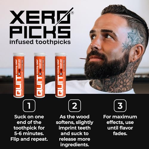 Image of Xero Picks Infused Flavored Toothpicks to Help Quit Smoking - Nicotine Free (Pumpkin Spice, 3 Pack) Non-GMO Kosher Vegan