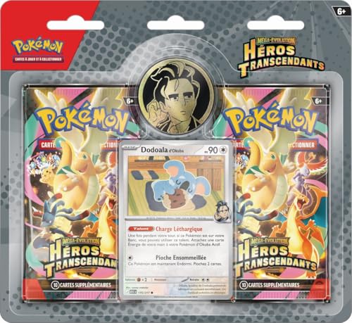 Pokémon : Collection Méga-Évolution – Héros Transcendants – Okuba (1 Carte Promo Brillante, 1 pièce et 2 boosters)