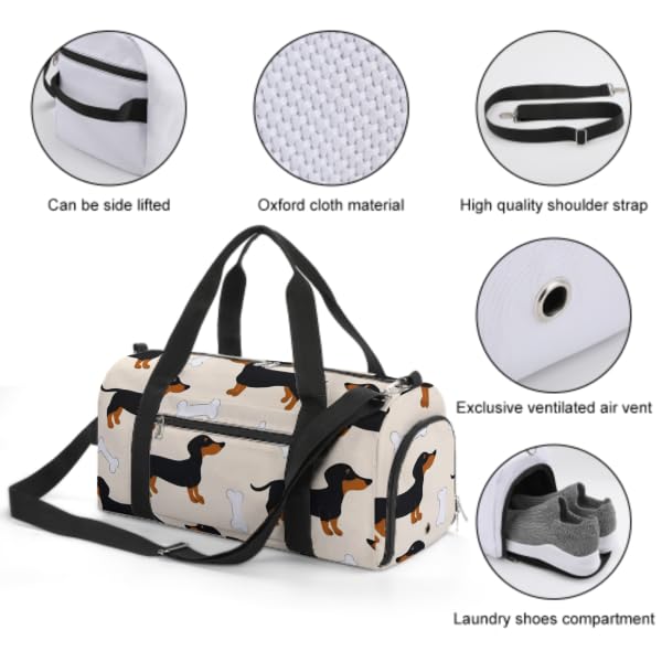 Fashion Overnight Luggage bag Travel Weekender Duffle Bag Sport Beach Yoga bag Compatible with Wiener Dog Doxie Dachshund Weiner Dog Pet Dogs3
