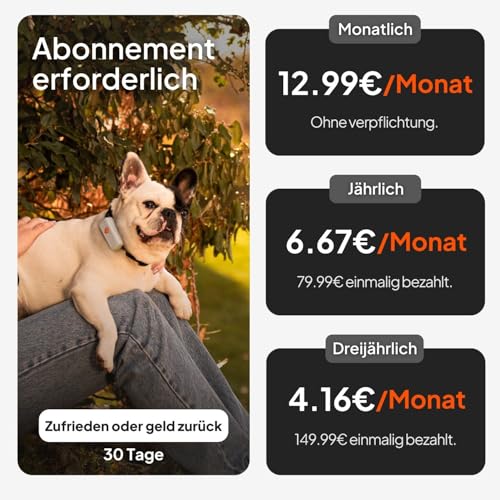 Weenect XS für Hunde - Mini GPS-Tracker für Hunde | GPS-Tracking in Echtzeit | Kleinstes Modell auf dem Markt | Abonnement | Wasserdicht