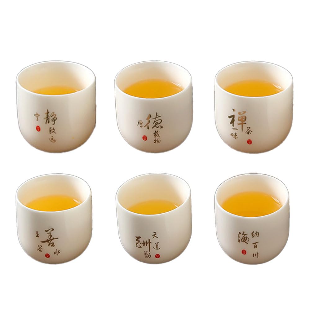 Chinese Ceramic Teacups 6Pcs, Kung Fu Tea cup, Small Tasting Cups