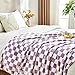 Edenleaf Checkered Blanket Flannel Throw Blankets Soft Cozy Checkered Grid Print Chessboard Gingham Pattern Throws for Bed Sofa Couch for All Seasons, 50x60 Inch, Purple