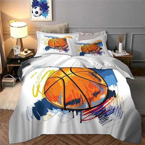 Housse de couette basket 135x200 microfibre douce anti-plis avec fermeture éclair - 6