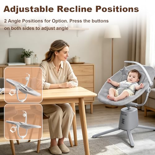 Image of Zoicay Baby Swing,Baby Swings for Infants with 3 Modes & 5 Speeds, BT Enabled App & Remote Control, Electric Swing - 6 Melodies and 3 Timer Setting, 2 Seat Positions and 5-Point Harness Swing (Gray)