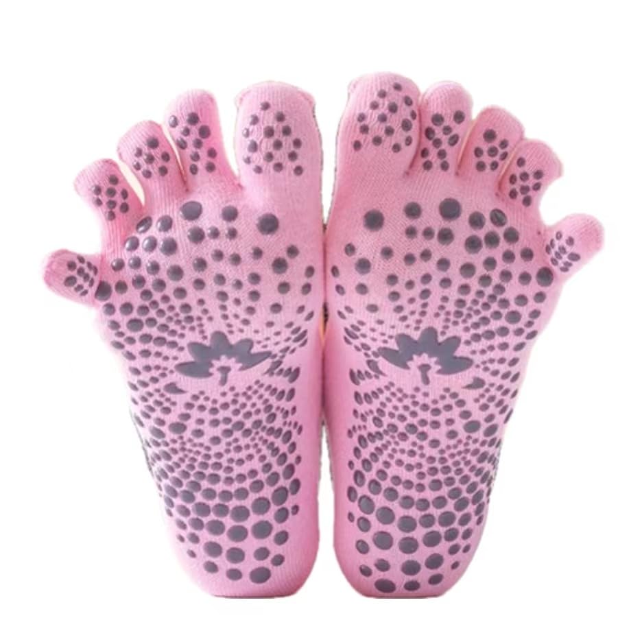 OYSTERBOY Yoga Socks for Women – Full-Toe Non Slip Sticky Grip Yoga Socks Made for Yoga Barre Pilates Dance Ballet Boxing (US, Numeric, 5, 11, Regular, Regular, Pink)