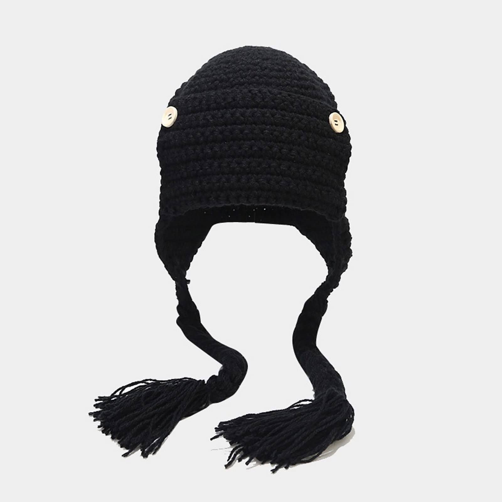 Inverno Caldo Cap Trecce Invernali Cappello Caldo Cavo Grosso Cappelli in Maglia Morbido Elasticizzato Spessa Carino Cappello Lavorato a Maglia per Ildo i Bambini 3 Anni/Black/One Size