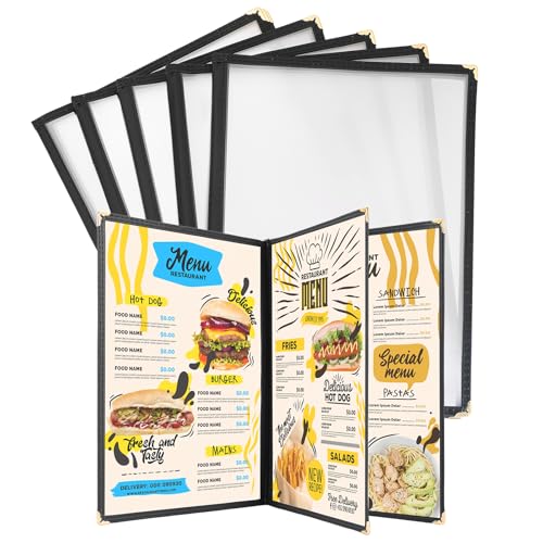 Chemise de menu A4 avec coins métalliques DASBET pour une présentation soignée en bar