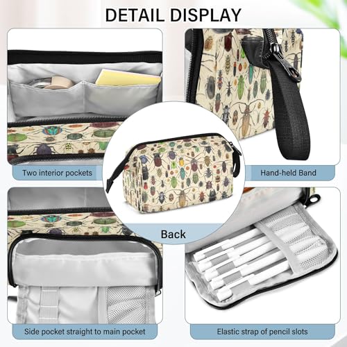 Image of Fisyme Ladybugs Beetles Bugs Pencil Case Large Capacity Pencil Pouch Pen Bags Box Big Makeup Pencil Case Organizer