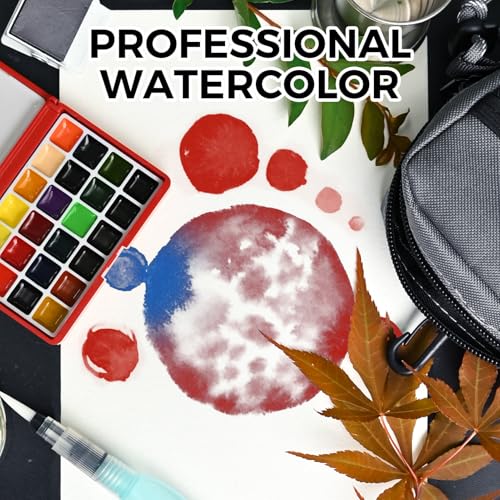 Image of Funto Watercolor Paint Set, 24-Color Red Kit for Travel Art