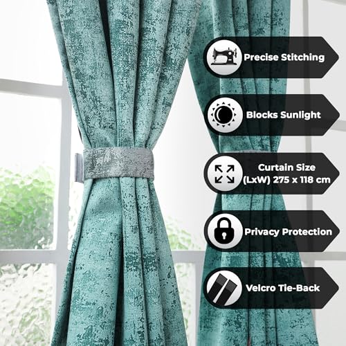 Image of Story@Home Blackout Digital Print Window Curtains 5 Feet Long Set of 1 | Room Darkening | Thermal Insulated Curtains for Living Room | 118 X 152 Cm, (Mint Green & Light Grey)
