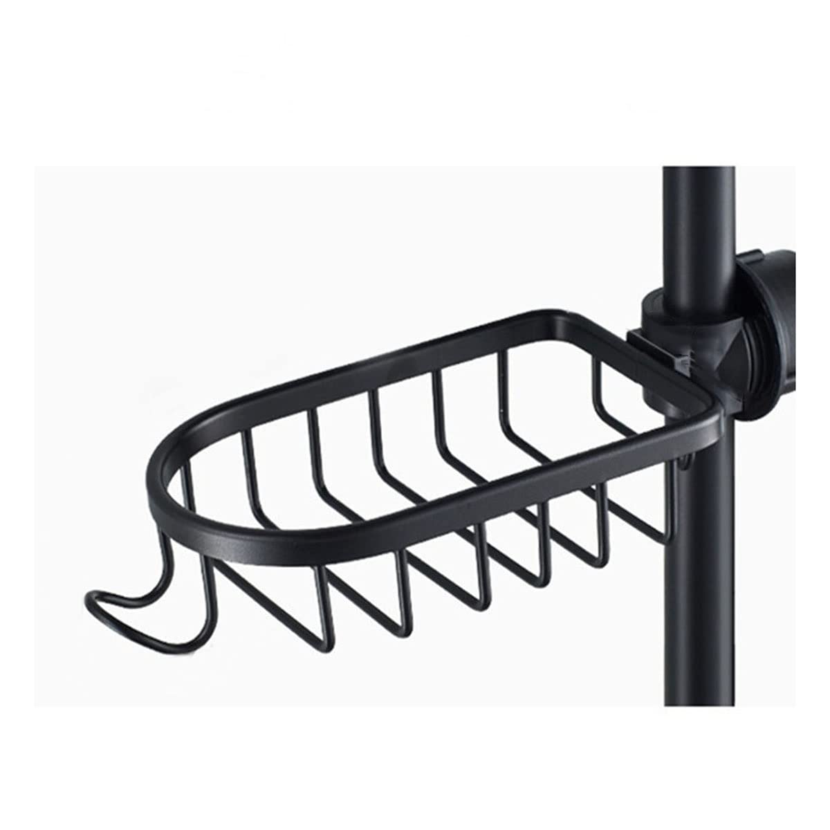 ZELNF Stainless Steel Soap Plates Convenient Clip-on Soap Tray Dish Adjustable Shower Rail Slide,Bathroom Kitchen Holder (Color : Black)