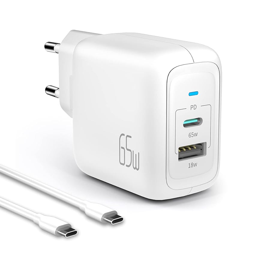 Immagine del prodotto imuto 𝟔𝟓𝐖 Caricabatterie USB C da 𝙂𝙖𝙉 Caricabatterie rapido a 2 porte, PD3.0/QC3.0 Caricabatterie per Laptop, Caricatore da parete compatibile con iPhone8-15, iPad, Samsung, Huawei, ecc