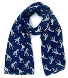 env. 180 cm x 100 cm Écharpe tendance pour femme Agréable à porter Motif course de girafes - Bleu - L