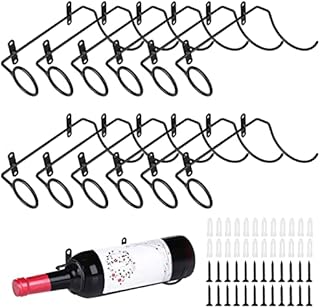Spiral Wine Wall Holder, 6 Pack Wall Mounted Wine Rack, Metal Wine Bottle Display Holder for Wine Storage Wall Wine Theme Decor, Black (Upward Style)