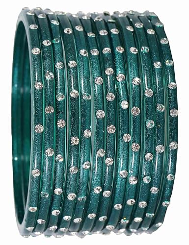 Glass Bangles with Zircon Stone Set for Daily use & Parties