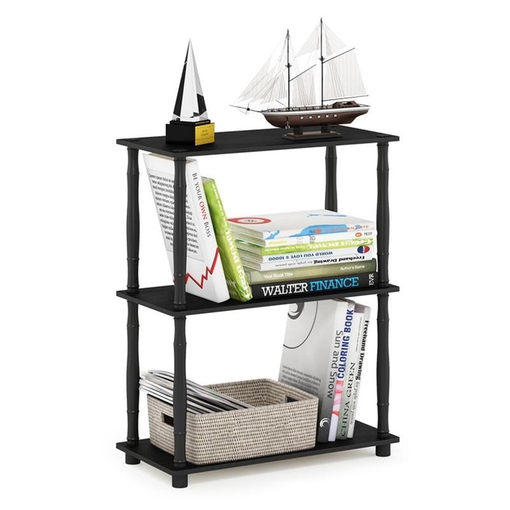 Furinno TURN-N-TUBE Storage Shelves, 3-Tier Book Shelf, Corner Shelf, Toolless Open Shelves, for Organization and Storage, Living Room, Garage, Home Office, Americano
