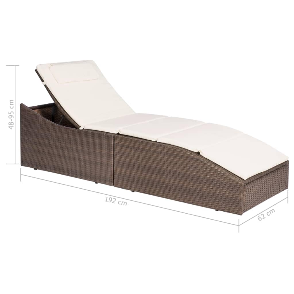 Tomostar Bain de Soleil, Chaise Longue Jardin Extérieur Transat pour Piscine avec Coussin Résine tressée Marron