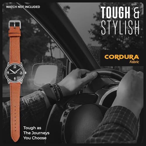 Image of Alpine Cordura Fabric Watch Band - Quick Release Replacement Watch Bands - Water Resistant Back Lining Leather Strap - Watch Bands for Women & Men - Compatible with Regular & Smart Watch Bands