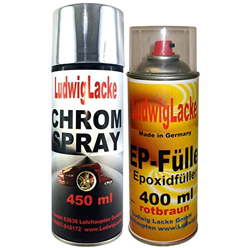 Chromspray 400ml & Grundierung 400ml Chromlack Epoxidfüller