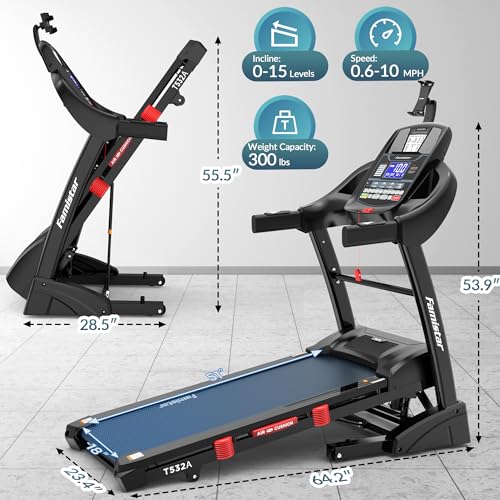 Image of Treadmill with APP Control, 4.5HP Folding Treadmill with 15% Auto Incline, Treadmill 10mph, Treadmill for Home & Office, LED Display, Shock Absorption, 300lbs Capacity