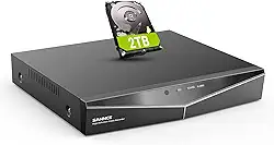 DVR para câmera de segurança, SANNCE 5MP 8CH CCTV DVR com disco rígido de 2TB, gravador de vigilância H.264+ híbrido 5 em 1 para câmeras analógicas 8CH e 2CH IP, acesso remoto, detecção de movimento