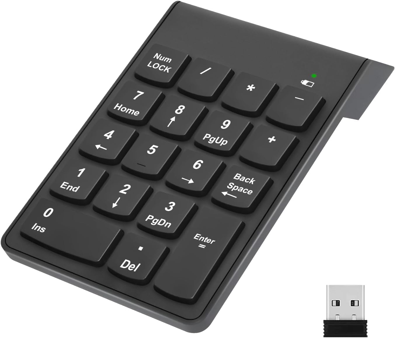 SANCY Wireless 18-Key Numeric Keypad Compact Number Pad with 2.4G Receiver for Laptop, Desktop, PC, Surface Pro Black