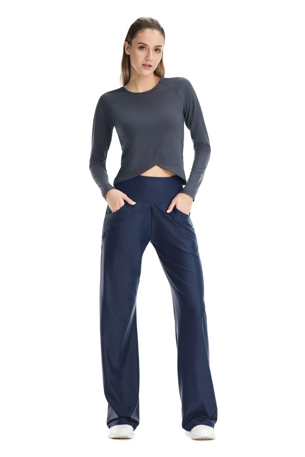 WINSHAPE Damen Trainingshose Functional Comfort Wide Leg Pants Cul105c “high Waist” im Jeans Print