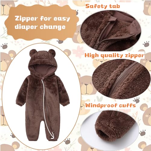 Newborn Baby Romper Fleece Onesie Jumpsuit Toddler Warm Hooded Outwear Outfits for Infant2