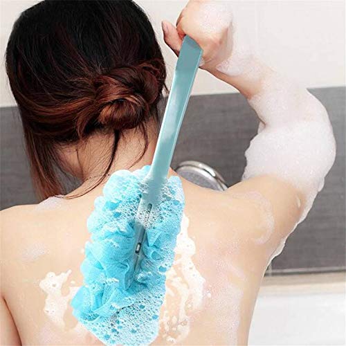 Limeow Duschschwamm mit Stiel Badeschwamm Mesh Duschschwamm Badeschwamm Zurück Scrubber Mesh Badebürste mit Langem Griff für Dusche Perfekt für Entspannende Muskeln für Männer und Frauen (Grün)