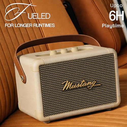 Image of GOBOULT Mustang GT 40, Dual Drivers, Bass Radiator, 6Hrs Battery, Metallic Grill, BTv 6, 40 W Bluetooth Speaker (Oxford White, Stereo Channel)