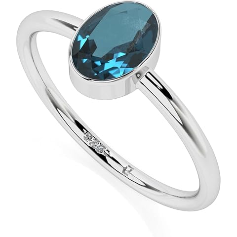 Natural London Blue Topaz Stackable Ring for Women in Sterling Silver, November Bir...