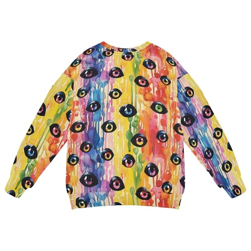 JUNZAN Halloween Scary Eyes Ball on Rainbows Big Boys Hooded Sweatshirt Crewneck Tops Clothing Shirts Sports 4T2